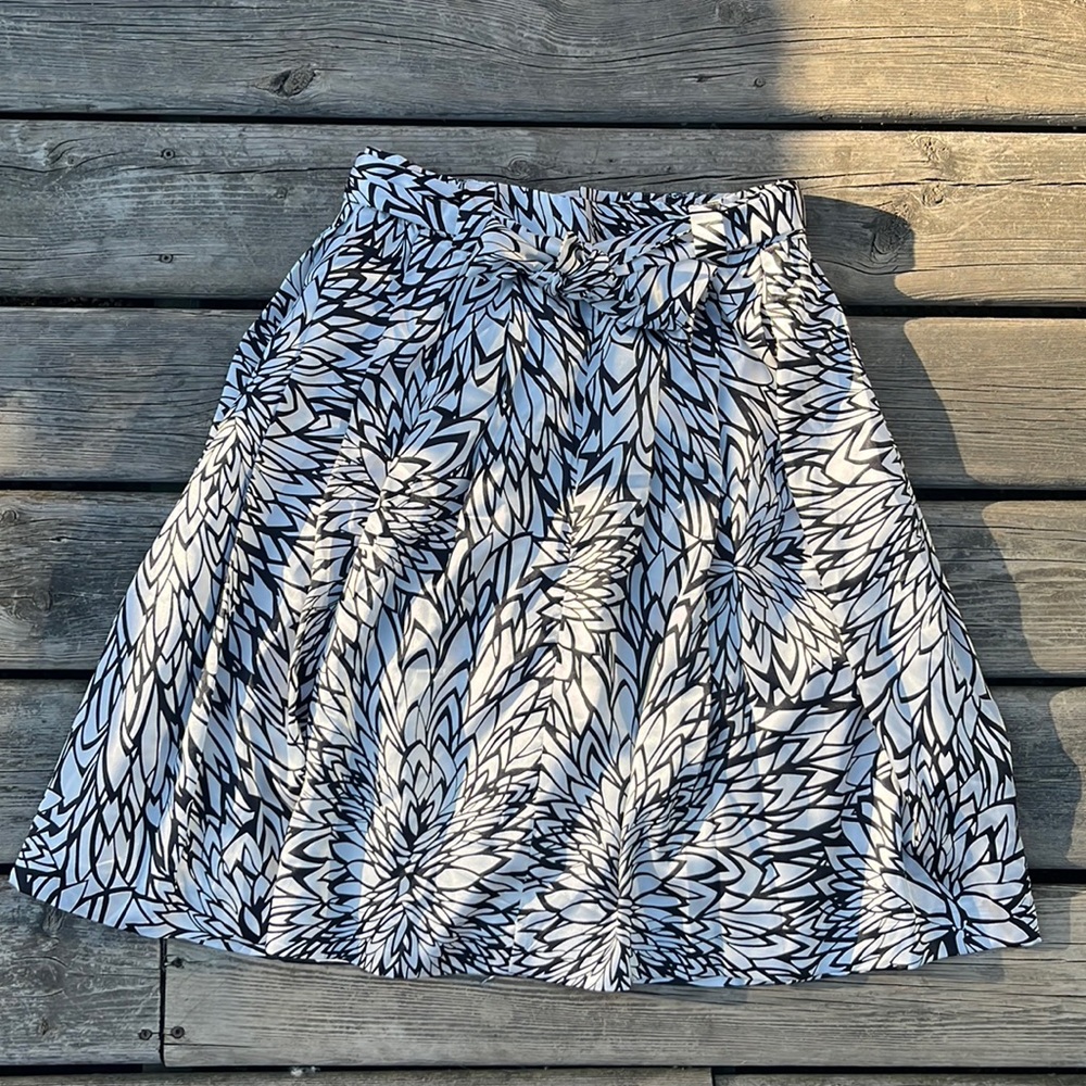 White & Black Silky Circle Skirt